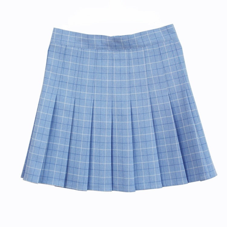 A-line Plaid pleated