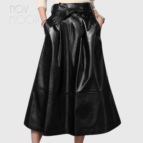 Black genuine leather