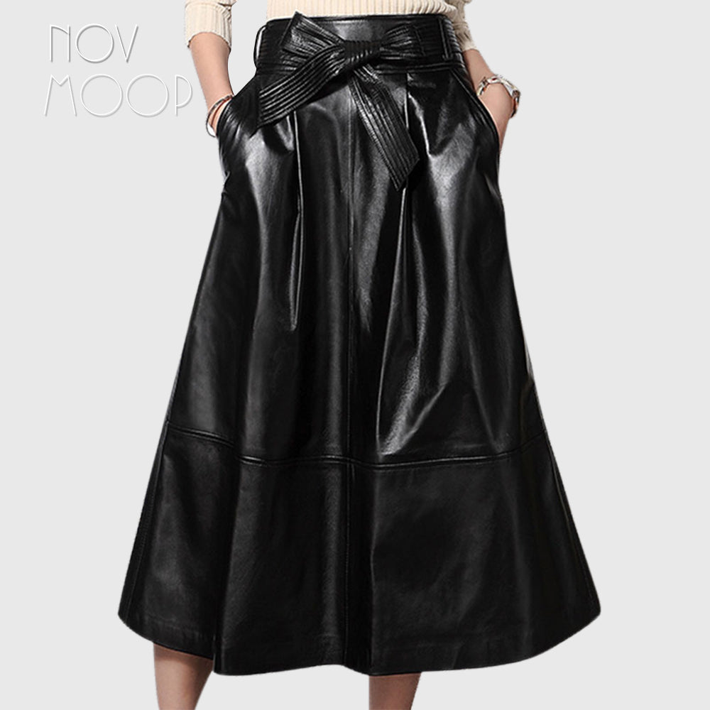 Black genuine leather