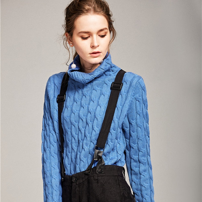 High-necked twist sweater