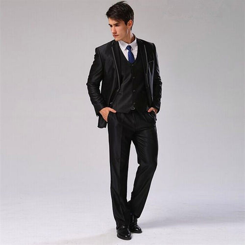 (Jacket+Pants+Vest+Tie) Men Suit