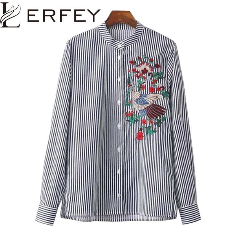 LERFEY Embroidery Blouse