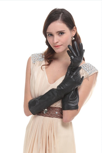 Leather gloves long