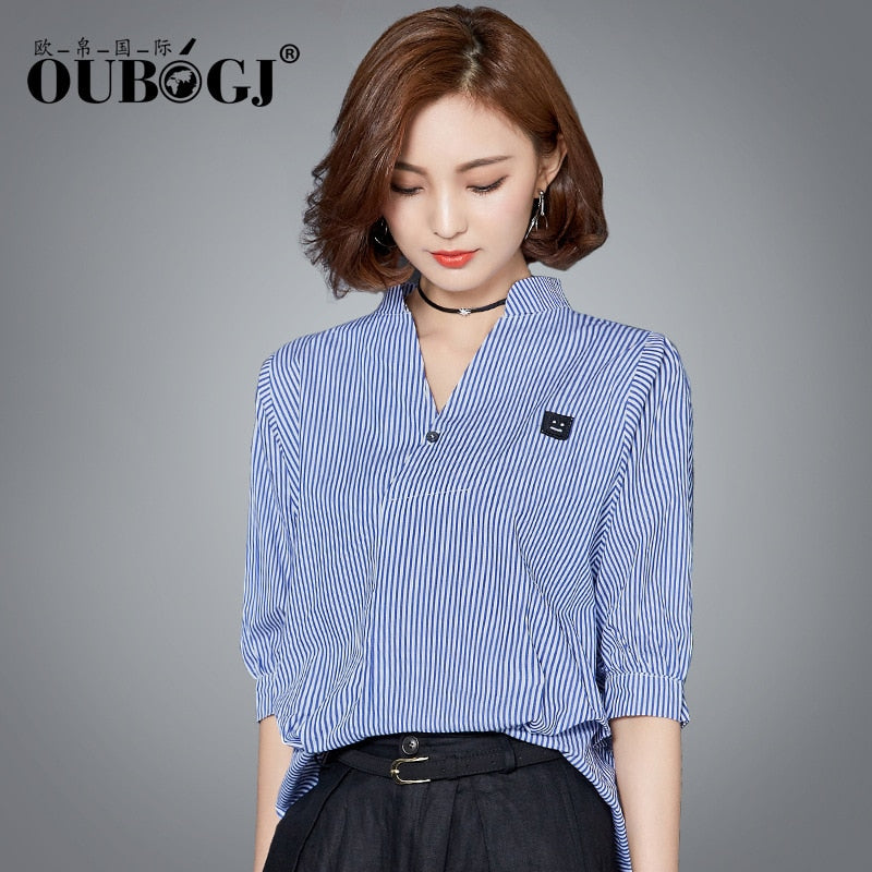 OUBOGJ Striped Blouse