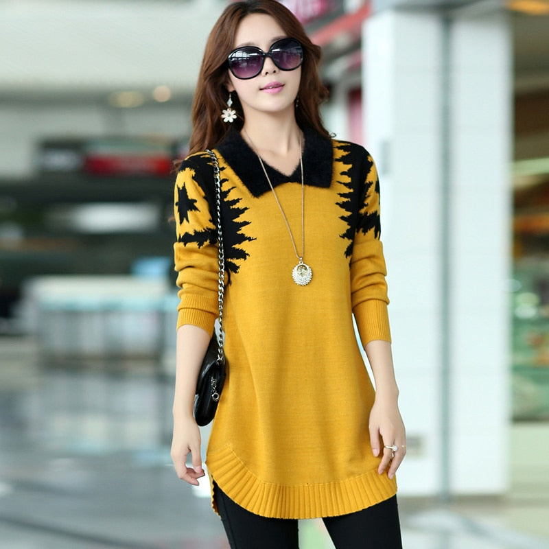 Turn-down collar sweater