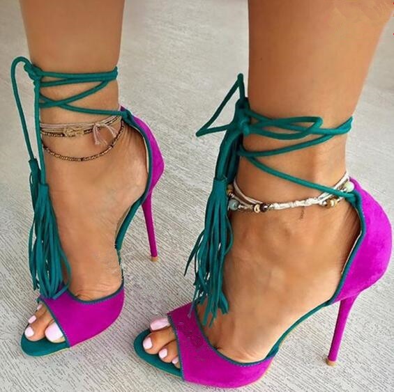Yellow/purple ankle strap