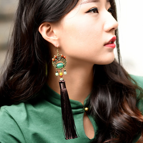 ethnic fringe earrings