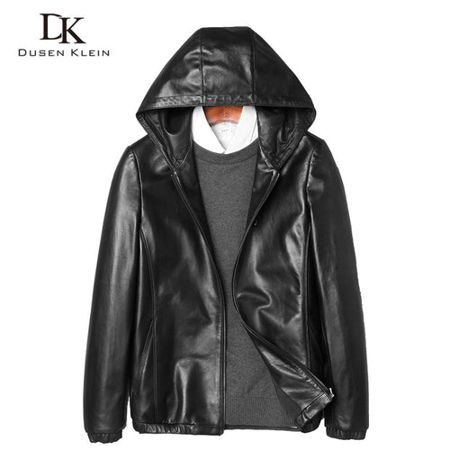 hooded leather jacket