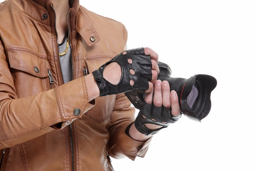 mens fingerless leather